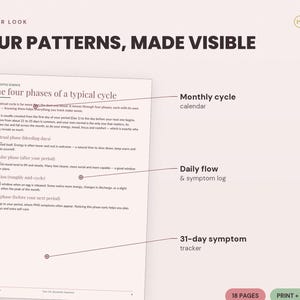 Period Tracker Printable | Cycle, Symptom, Health Log (Instant Download PDF) image 3