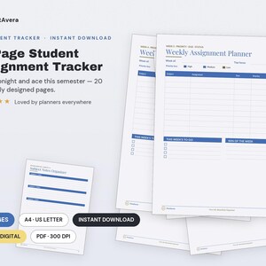 Student Assignment Tracker | College Planner, Study Schedule (Excel, PDF Download) image 1