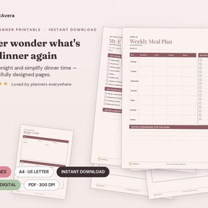 Weekly Meal Planner Printable | Family, Prep, Nutrition Goals (Digital Download) image 1
