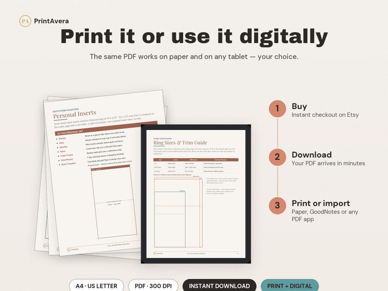 Dutch Door Planner Inserts | Weekly, Daily, Monthly (Digital Download) image 4