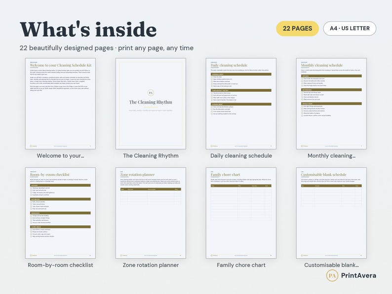 Cleaning Schedule Planner | Daily, Weekly, Monthly Checklists (PDF Download) image 2