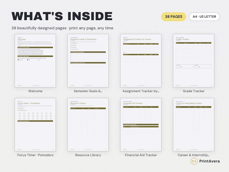 Online Student Planner Printable | Study, College, Academic Assignment Tracker (PDF Download) image 2