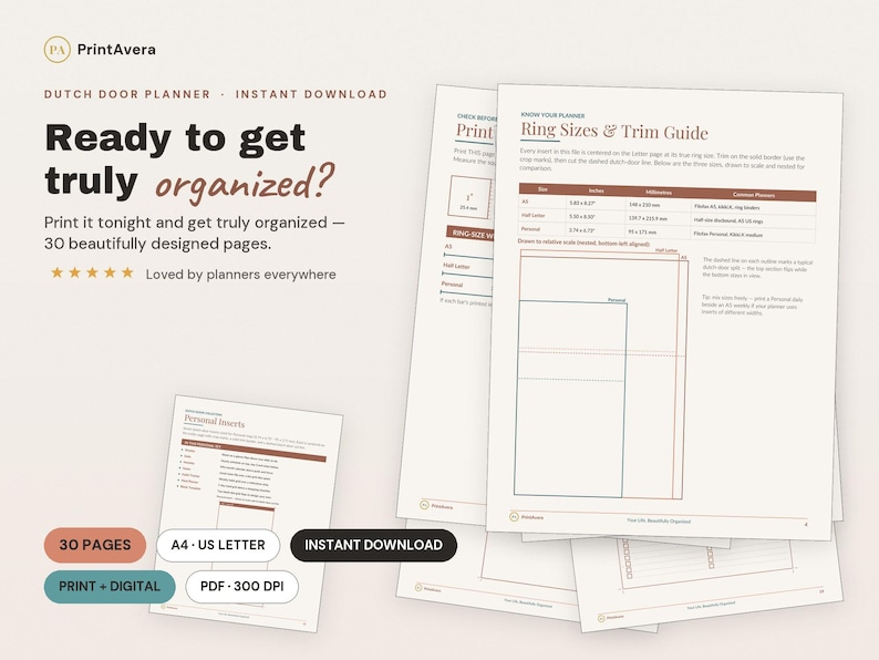 Dutch Door Planner Inserts | Weekly, Daily, Monthly (Digital Download) image 1