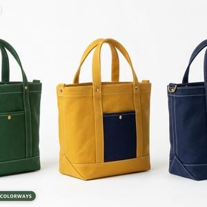 Multi Pocket Tote Bag Sewing Pattern | Canvas Tote PDF with Interior Organizer | Beginner Sewing Project | Instant Download US Letter A4 image 3