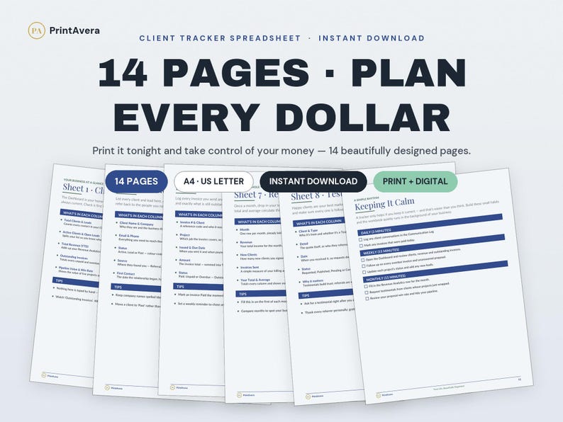 Small Business Client Tracker Spreadsheet | CRM, Task, Invoice, Project Planner (Digital Download) image 1