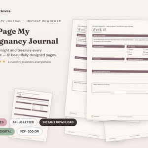 Pregnancy Journal | 61-Page Keepsake, Milestone Tracker (PDF Download) image 1