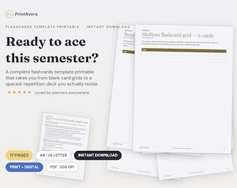 Study Flashcards Template | Spaced Repetition, Leitner System, PDF Download
