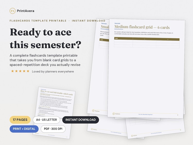 Study Flashcards Template | Spaced Repetition, Leitner System, PDF Download image 1