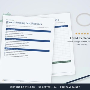 Mileage Tracker Template | Excel Spreadsheet, Printable Log (Instant Download) image 5
