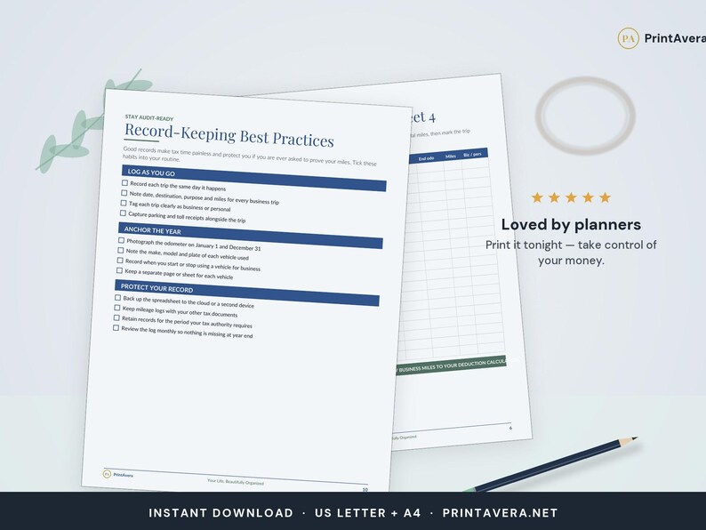 Mileage Tracker Template | Excel Spreadsheet, Printable Log (Instant Download) image 5