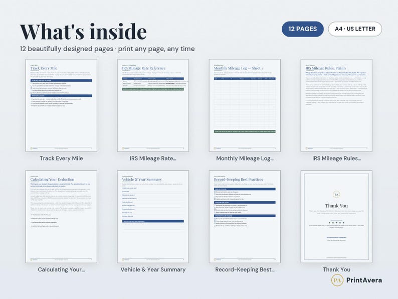 Mileage Tracker Template | Excel Spreadsheet, Printable Log (Instant Download) image 2