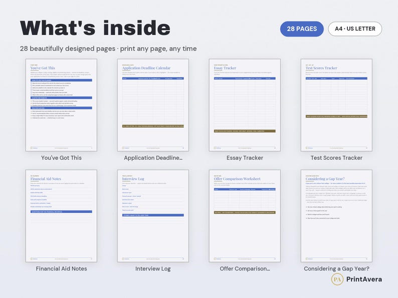 College Application Tracker | Spreadsheet, Planner (Excel, PDF Download) image 2