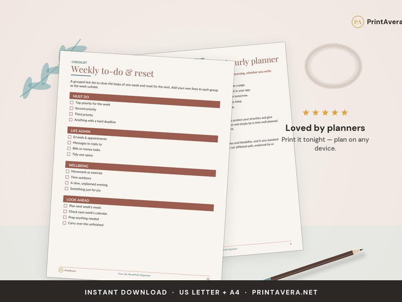Daily Hourly Planner Printable | Undated Digital PDF for GoodNotes, A4/US Letter image 5