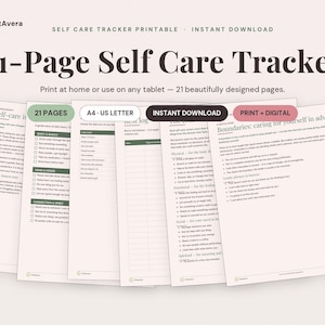 Self Care Tracker Printable | Daily, Weekly, Monthly Health Log (PDF Download)