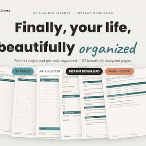 A7 Planner Inserts | Weekly, Monthly, Undated, ADHD (Digital Download) image 1