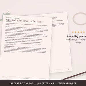 Scheda di monitoraggio dell'assunzione di acqua stampabile / Registro giornaliero dell'idratazione, raccoglitore per la salute (download in PDF) immagine 5