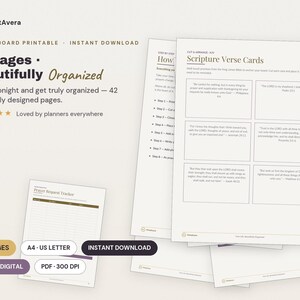 Prayer Board Printable Kit | Scripture, Request, Vision Cards (PDF Download) image 1