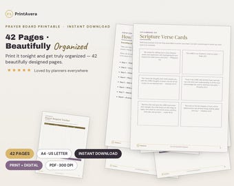 Prayer Board Printable Kit | Scripture, Request, Vision Cards (PDF Download)