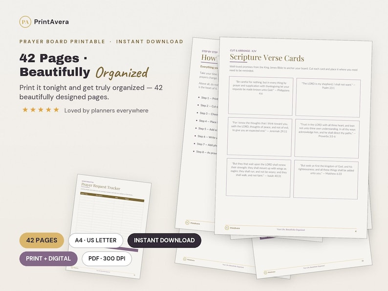 Prayer Board Printable Kit | Scripture, Request, Vision Cards (PDF Download) image 1