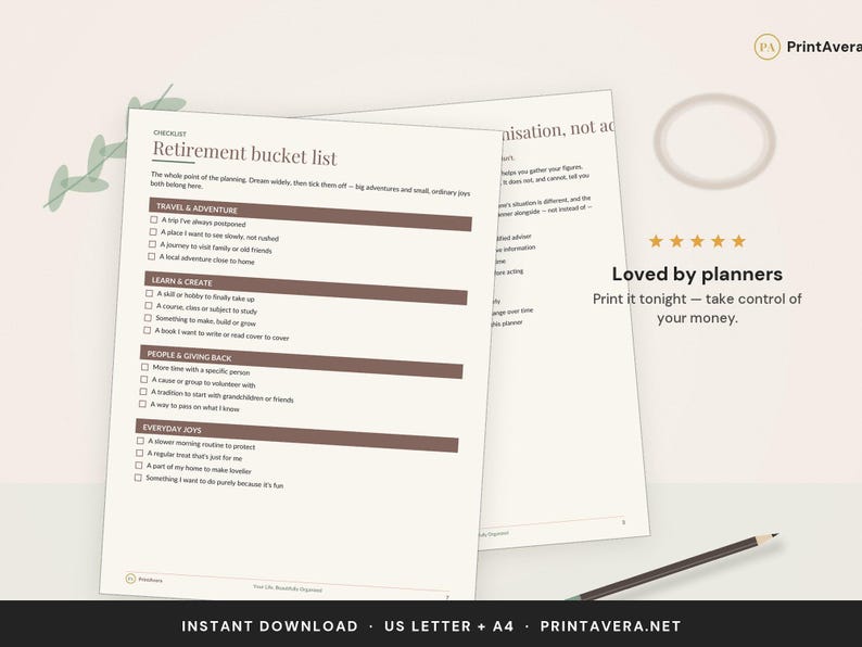 Retirement Planner Printable | Budget, Expense, Finance Tracker (PDF Download) image 5