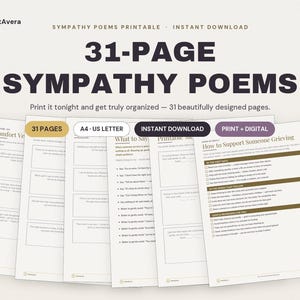 Sympathy Poems Printable | Comforting Grief Messages, Funeral Readings (PDF Download) image 1
