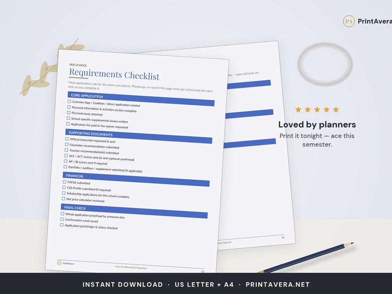 College Application Tracker | Spreadsheet, Planner (Excel, PDF Download) image 5