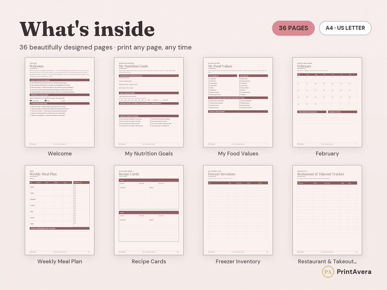 Weekly Meal Planner Printable | Family, Prep, Nutrition Goals (Digital Download) image 2