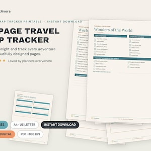 US States Travel Map Tracker Printable | Bucket List Adventure (Digital Download) image 1