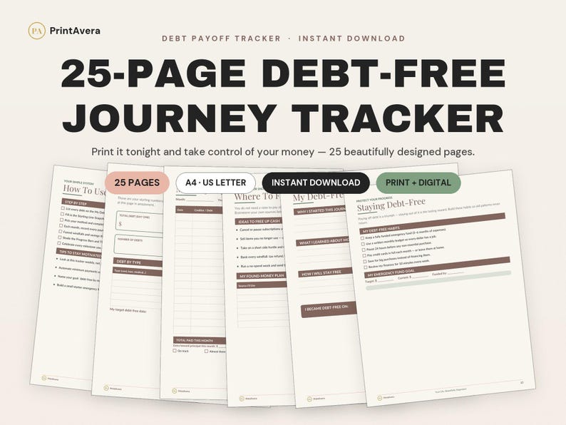 Debt Payoff Tracker | Debt-Free Journey Planner (PDF, Excel) image 1