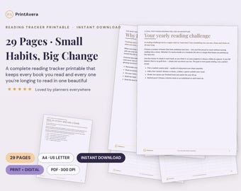 Reading Tracker Printable | Journal, Log, Challenge (A4/US Letter PDF)