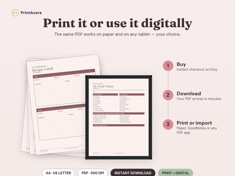 Weekly Meal Planner Printable | Family, Prep, Nutrition Goals (Digital Download) image 4