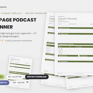 Podcast Planner Template | Content Calendar, Episode Checklist (Excel, PDF) image 1
