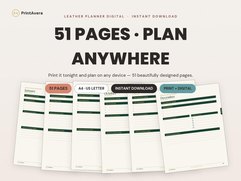 2026 Leather Executive Planner | Digital GoodNotes Template (PDF Download) image 1