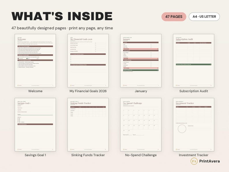 Budget Planner Printable | Expense Tracker, Savings Tracker (Digital Download) image 2
