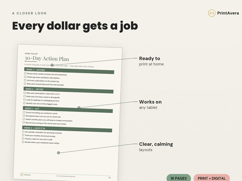 Subscription Tracker Template | Budget Planner, Expense Tracker (Excel PDF) image 3