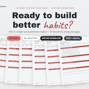 75 Hard Tracker Printable | Fitness Planner, Workout, Meal Logs (PDF Download)