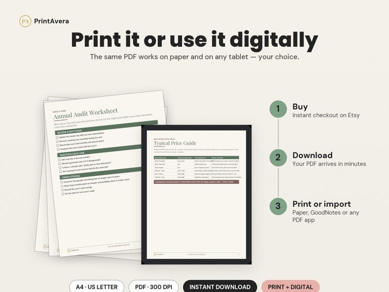 Subscription Tracker Template | Budget Planner, Expense Tracker (Excel PDF) image 4