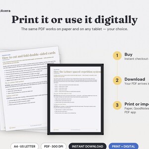 Study Flashcards Template | Spaced Repetition, Leitner System, PDF Download image 4