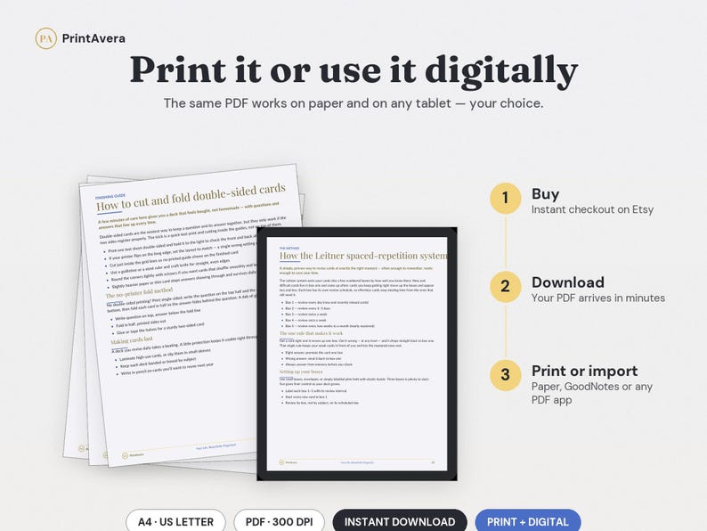 Study Flashcards Template | Spaced Repetition, Leitner System, PDF Download image 4