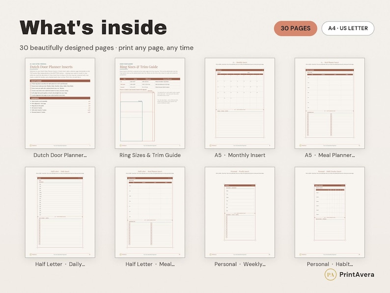 Dutch Door Planner Inserts | Weekly, Daily, Monthly (Digital Download) image 2
