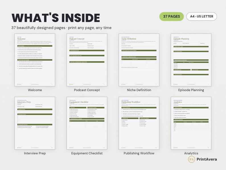 Podcast Planner Template | Content Calendar, Episode Checklist (Excel, PDF) image 2