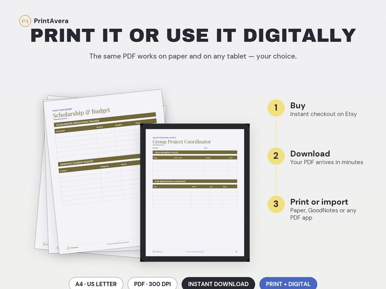 Online Student Planner Printable | Study, College, Academic Assignment Tracker (PDF Download) image 4