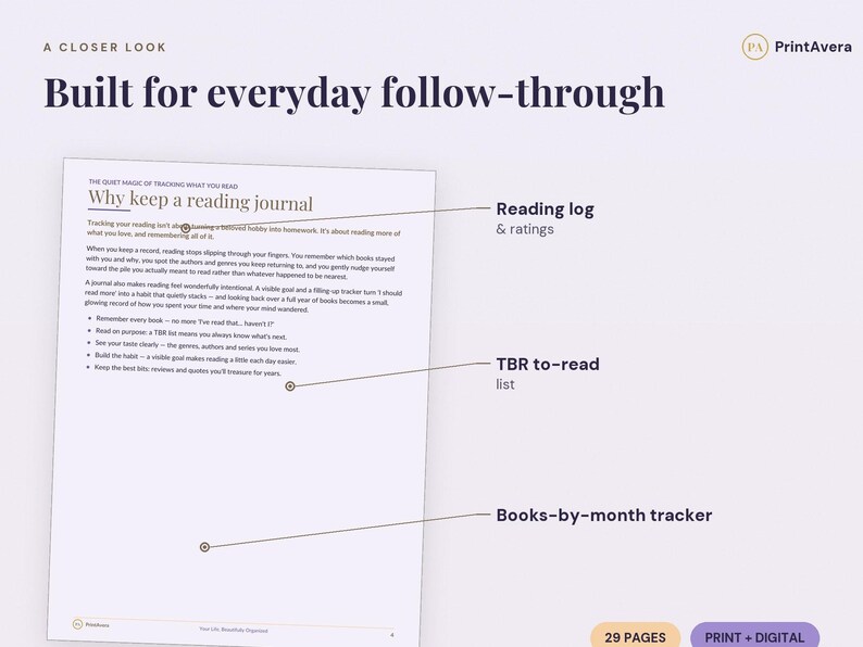 Reading Tracker Printable | Journal, Log, Challenge (A4/US Letter PDF) image 3