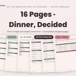 Anti Inflammatory Food List Printable | DASH Diet, Heart Healthy Meal Plan (PDF Download) image 1