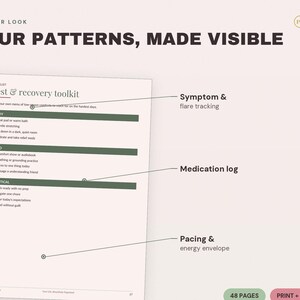 Chronic Illness Planner Printable | Symptom Tracker, Medication Log (PDF Download) image 3