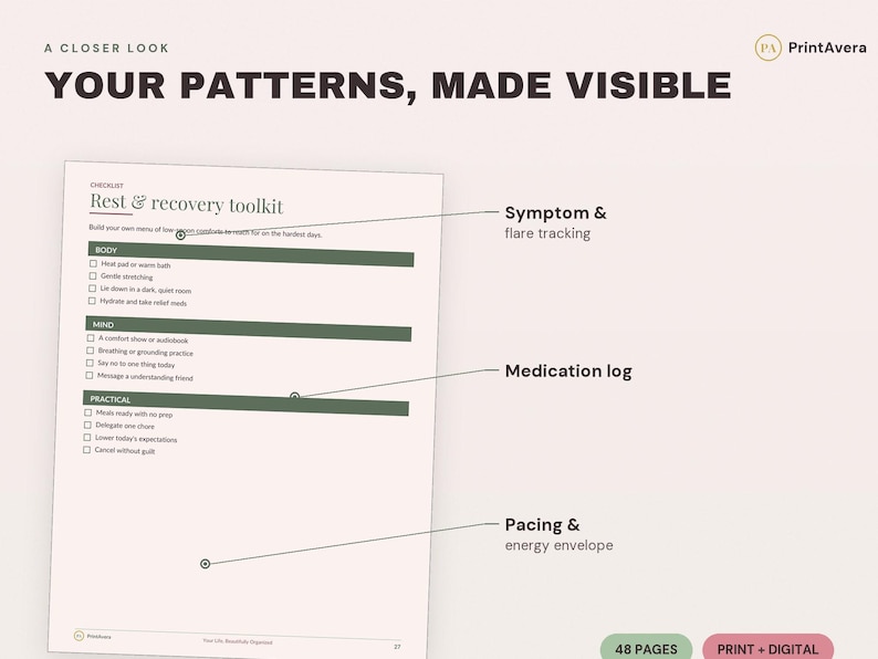 Chronic Illness Planner Printable | Symptom Tracker, Medication Log (PDF Download) image 3
