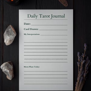 Witchy Grimoire Daily Tarot Journal Printable PDF, Book of Shadows Tarot Workbook, Cheat Sheet, Witchy Planner Pages image 1