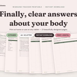Migraine Tracker Printable | Symptom Log, Health Journal (A4, US Letter PDF) image 1