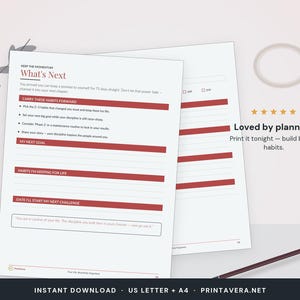 75 Hard Tracker Printable | Fitness Planner, Workout, Meal Logs (PDF Download) image 5