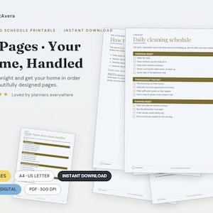 Cleaning Schedule Planner | Daily, Weekly, Monthly Checklists (PDF Download) image 1